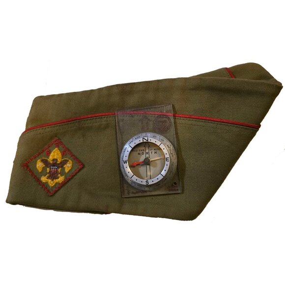 Vintage 1940s–50s Boy Scouts of America Cub Scout Cap & Silva System Compass BSA - Picture 3 of 8